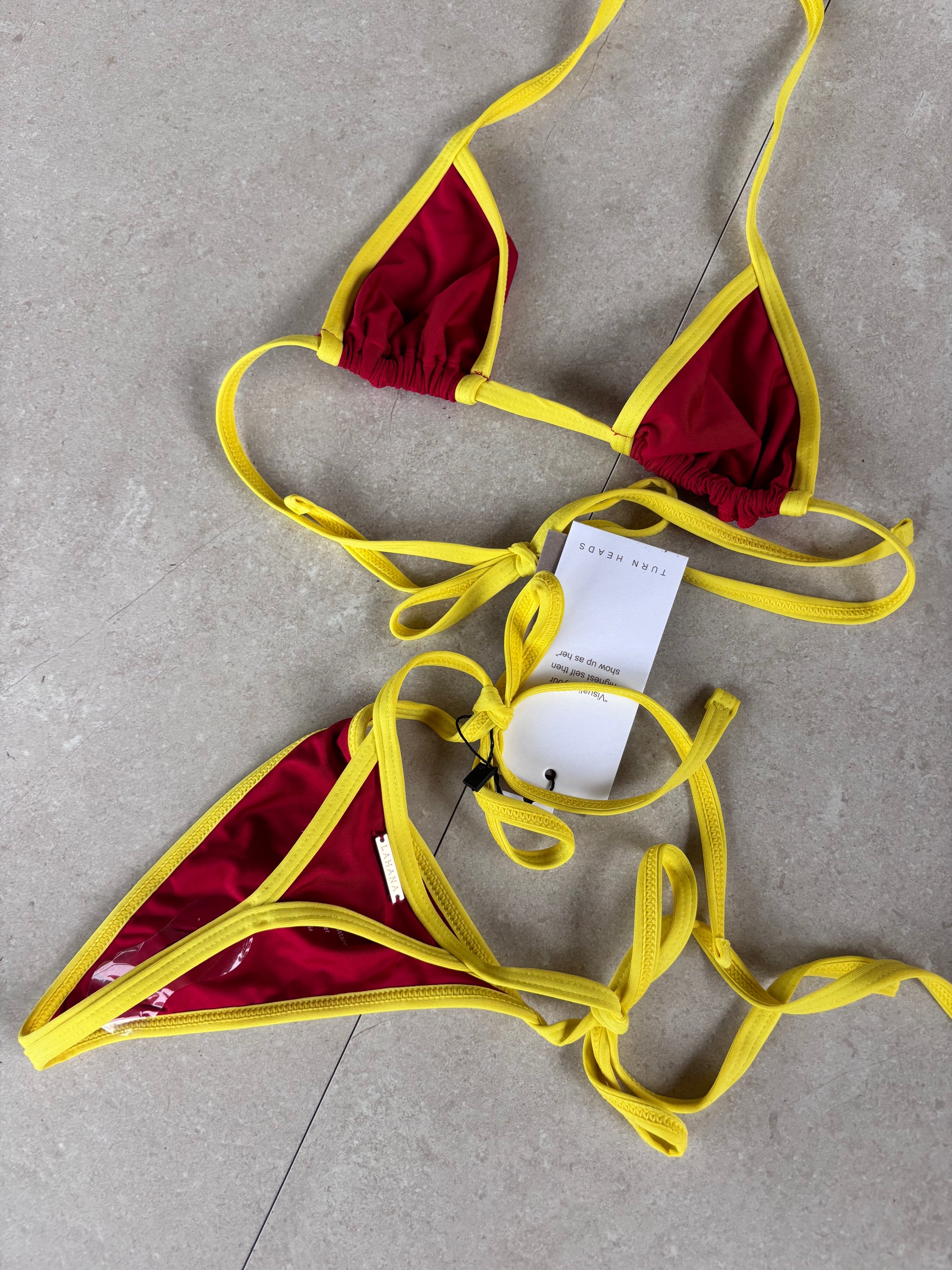 MICRO TRI TOP - RED AND LIME YELLOW